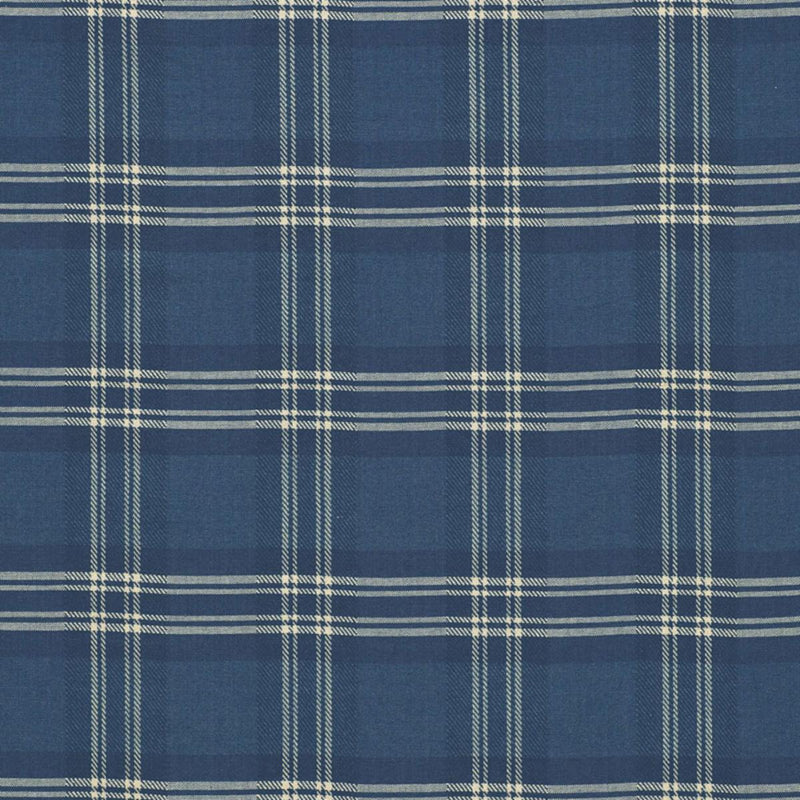 SCHUMACHER CHECK RUSTIQUE ATLANTIC BLUE FABRIC | Atlanta Fabrics