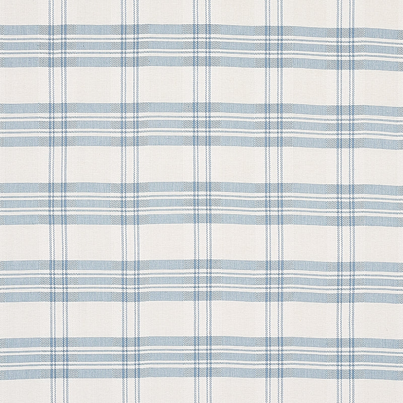 Schumacher CHECK RUSTIQUE SKY Fabric | Atlanta Fabrics