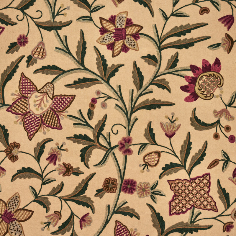 Schumacher Somerset Crewel RED/GREEN  | Atlanta Fabrics