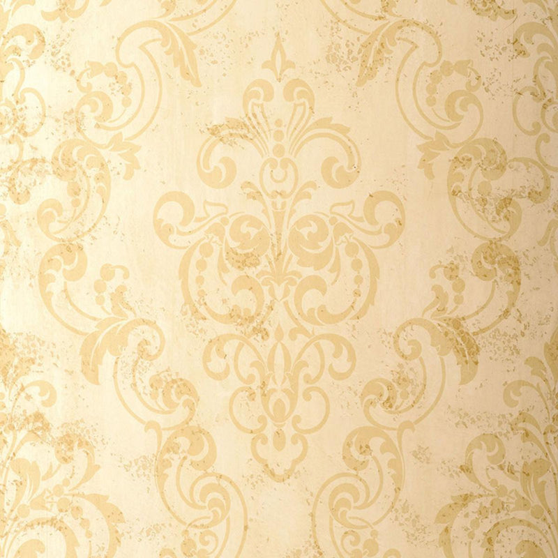 SCHUMACHER GIOVAN DAMASK SAND WALLCOVERING | Atlanta Fabrics