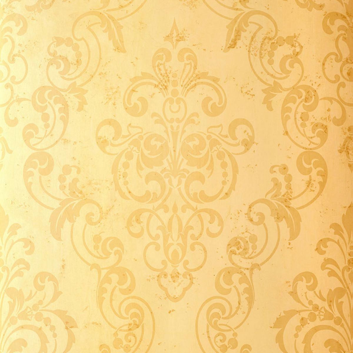 SCHUMACHER GIOVAN DAMASK MAIZE WALLCOVERING | Atlanta Fabrics