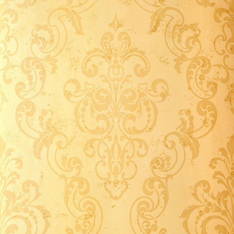 SCHUMACHER GIOVAN DAMASK MAIZE WALLCOVERING | Atlanta Fabrics