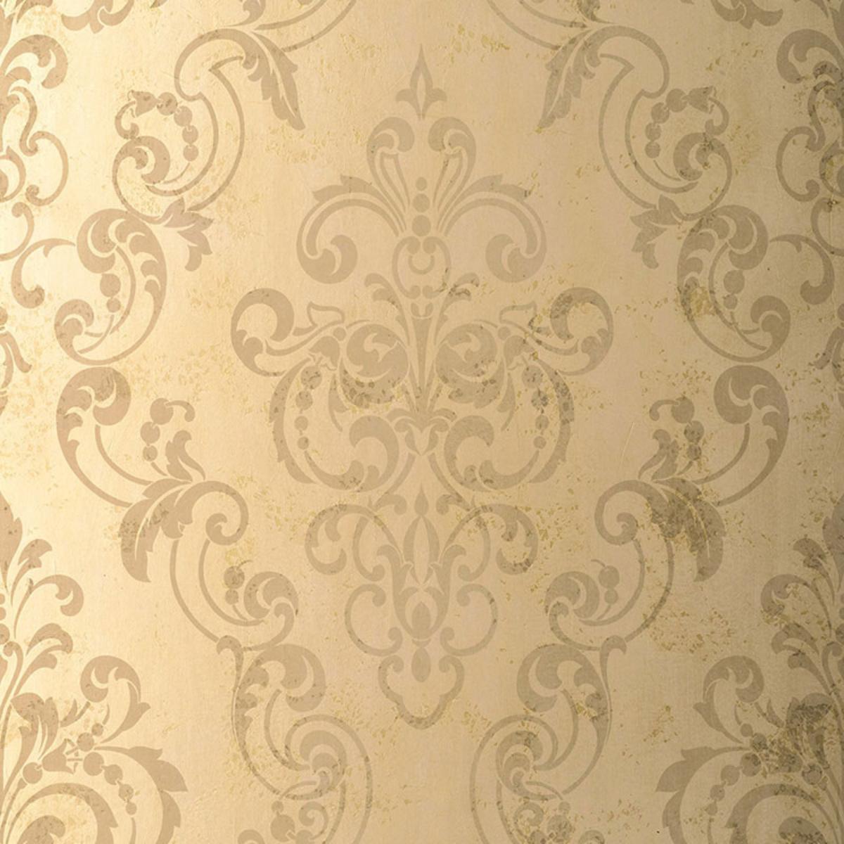 SCHUMACHER GIOVAN DAMASK TAUPE WALLCOVERING | Atlanta Fabrics