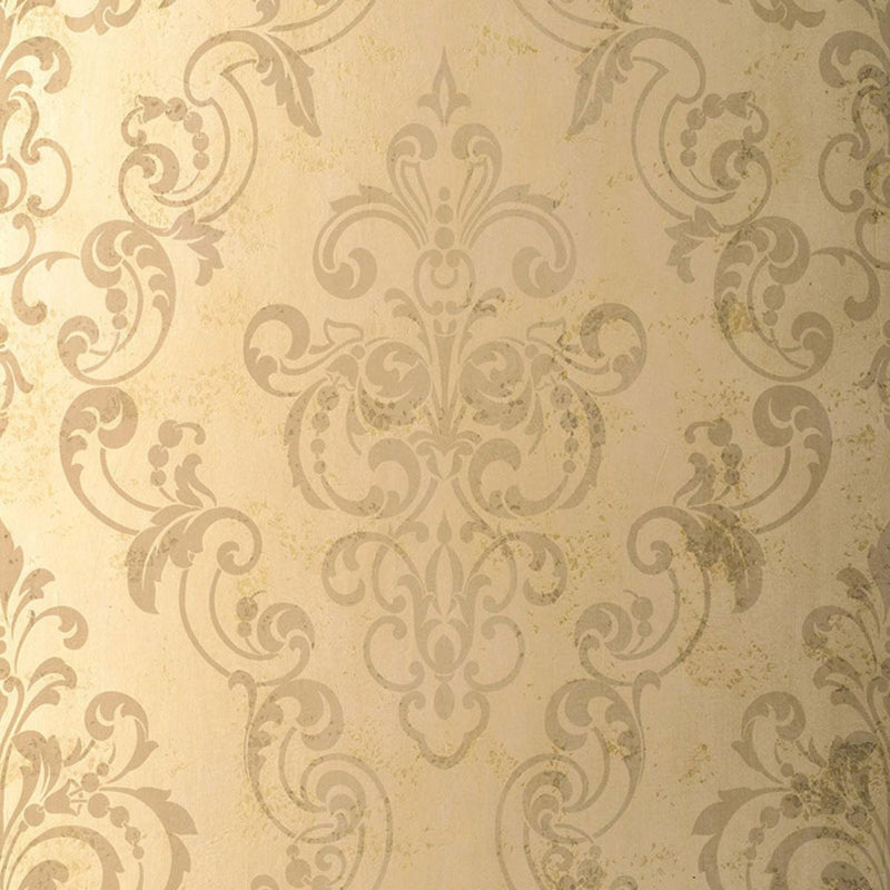 SCHUMACHER GIOVAN DAMASK TAUPE WALLCOVERING | Atlanta Fabrics