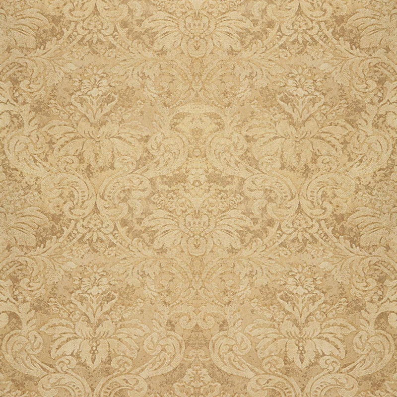 SCHUMACHER DAMASCO METALLICO GOLD LEAF WALLCOVERING | Atlanta Fabrics