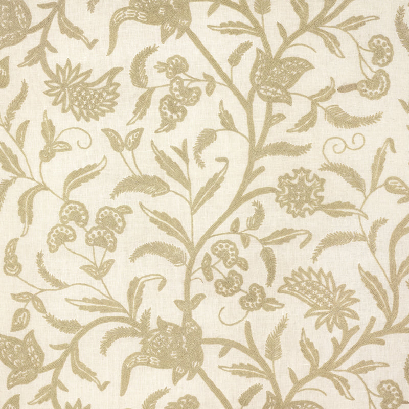 Schumacher Amagansett Linen Crewel ECRU  | Atlanta Fabrics