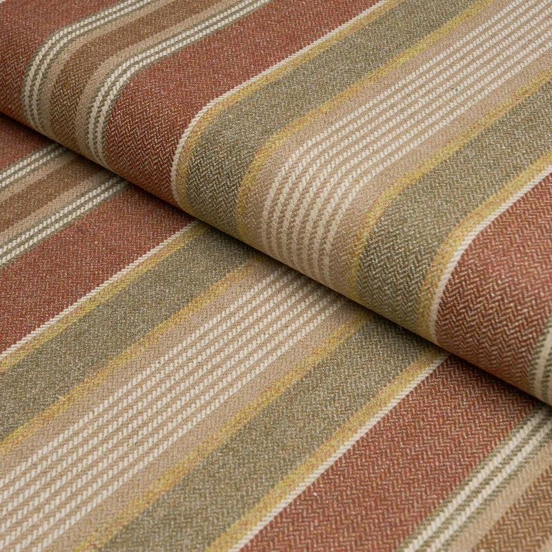 SCHUMACHER EDGEMERE STRIPE INDIAN RED FABRIC | Atlanta Fabrics