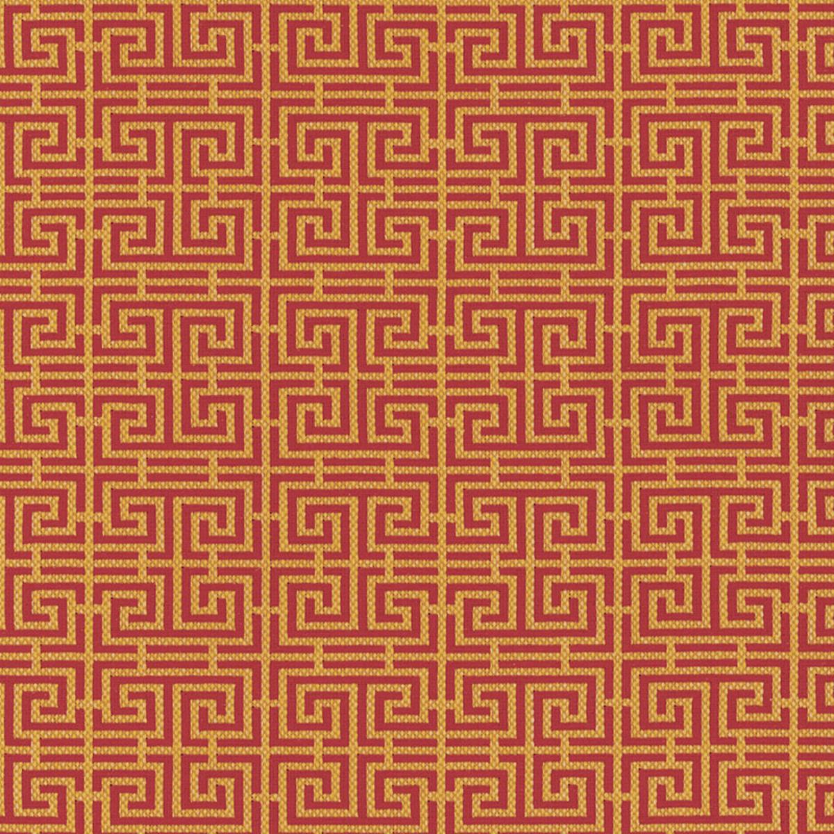 Schumacher CHINOIS FRET CINNABAR / GOLD Fabric | Atlanta Fabrics