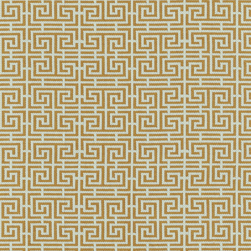 Schumacher CHINOIS FRET TOBACCO /AQUA Fabric | Atlanta Fabrics