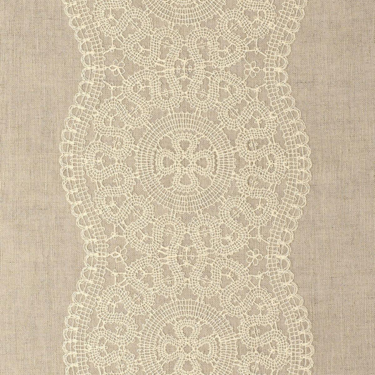 SCHUMACHER ALECON EMBROIDERED SHEER NATURAL FABRIC | Atlanta Fabrics