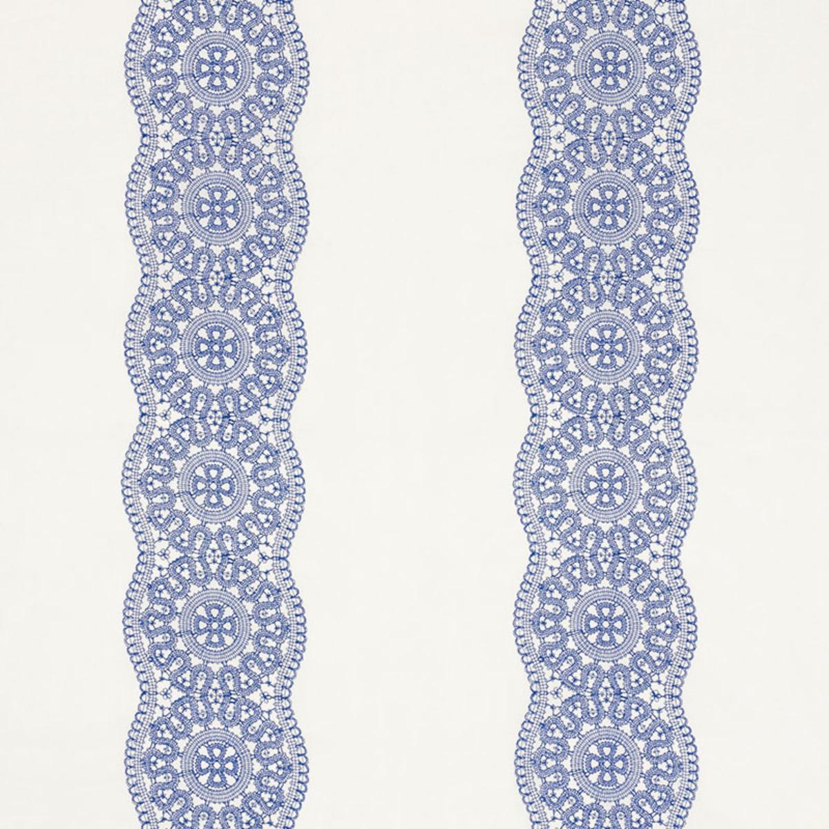 SCHUMACHER ALECON EMBROIDERED SHEER BLUE FABRIC | Atlanta Fabrics
