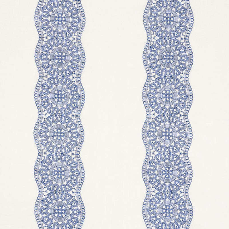 SCHUMACHER ALECON EMBROIDERED SHEER BLUE FABRIC | Atlanta Fabrics