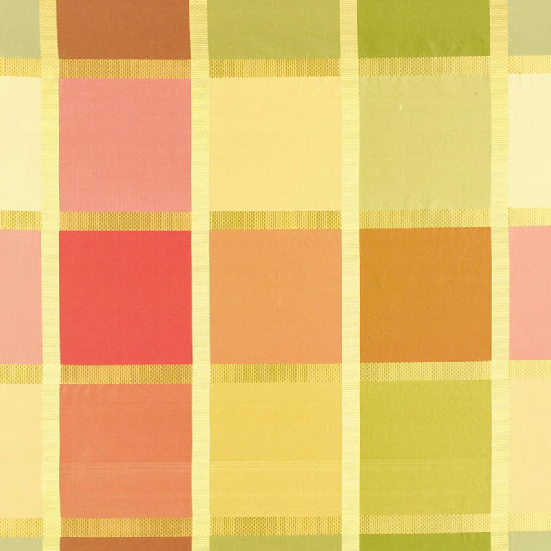 SCHUMACHER NAVSARI SILK PLAID AZALEA FABRIC | Atlanta Fabrics