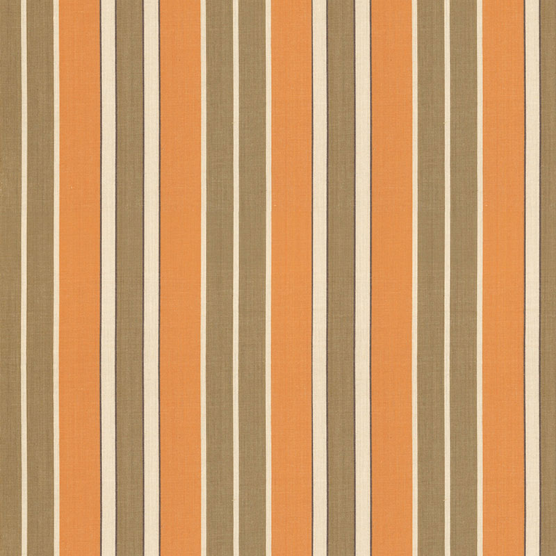 Schumacher BEACON COTTON STRIPE PUMPKIN/MOCHA/JAVA Fabric | Atlanta Fabrics