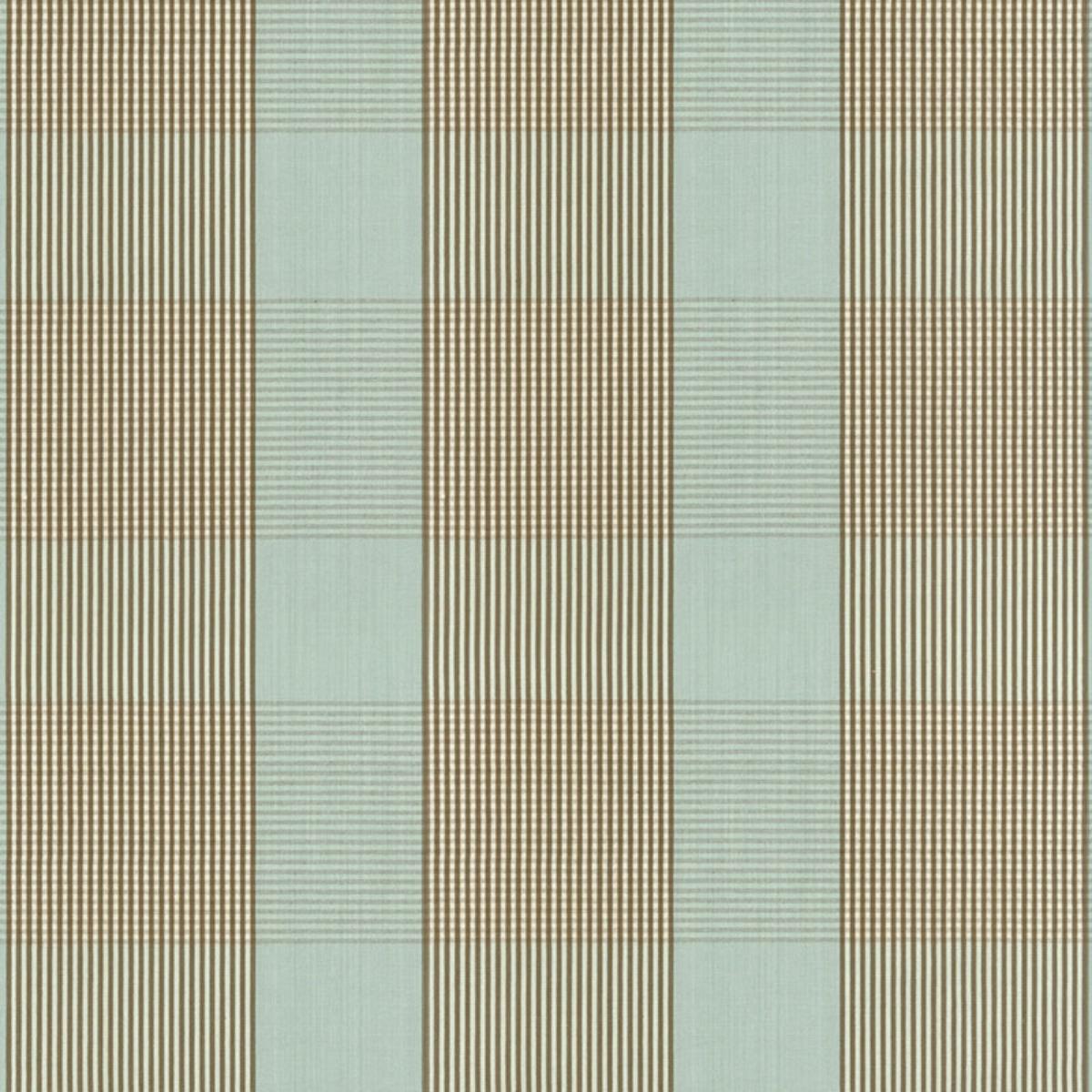 SCHUMACHER AVON GINGHAM PLAID MOCHA/AQUA FABRIC | Atlanta Fabrics