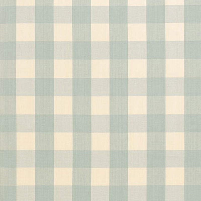 Schumacher CAMDEN COTTON CHECK AQUA Fabric | Atlanta Fabrics