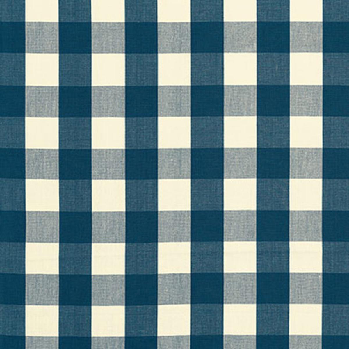 SCHUMACHER CAMDEN COTTON CHECK INDIGO FABRIC | Atlanta Fabrics