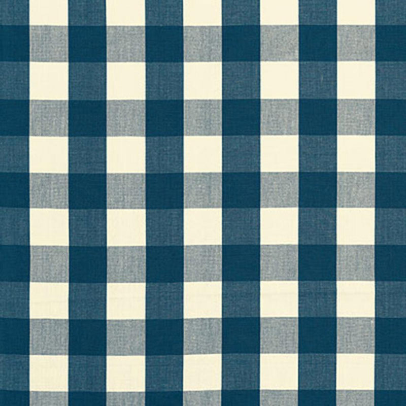SCHUMACHER CAMDEN COTTON CHECK INDIGO FABRIC | Atlanta Fabrics