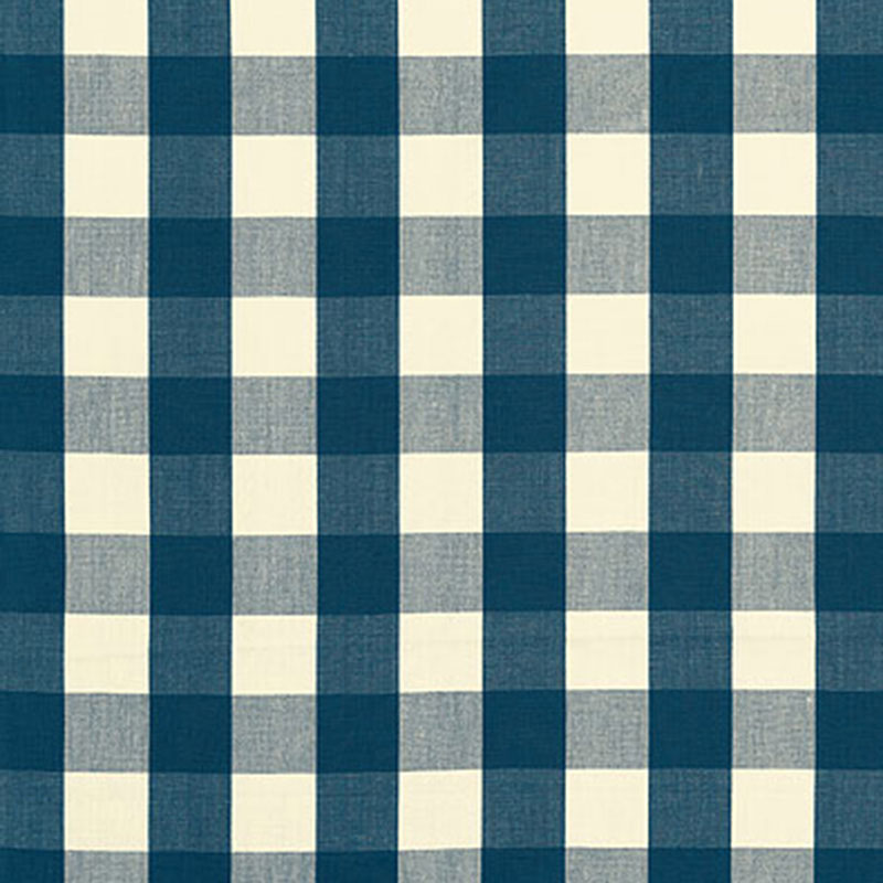 Schumacher CAMDEN COTTON CHECK INDIGO Fabric | Atlanta Fabrics