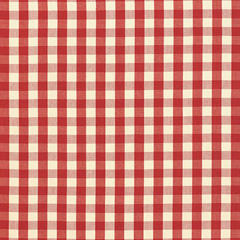SCHUMACHER ELTON COTTON CHECK RED FABRIC | Atlanta Fabrics