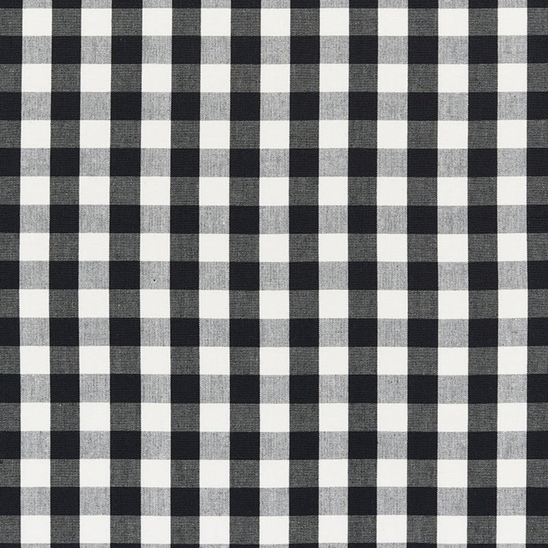 SCHUMACHER ELTON COTTON CHECK BLACK FABRIC | Atlanta Fabrics