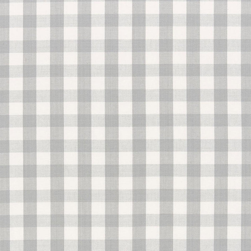SCHUMACHER ELTON COTTON CHECK GREY FABRIC | Atlanta Fabrics