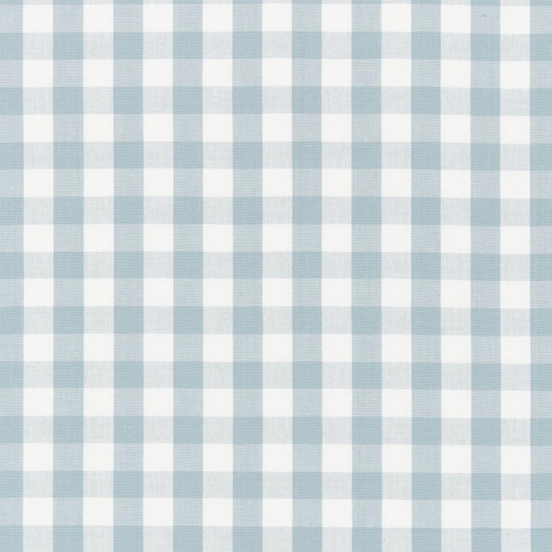 SCHUMACHER ELTON COTTON CHECK SKY FABRIC | Atlanta Fabrics