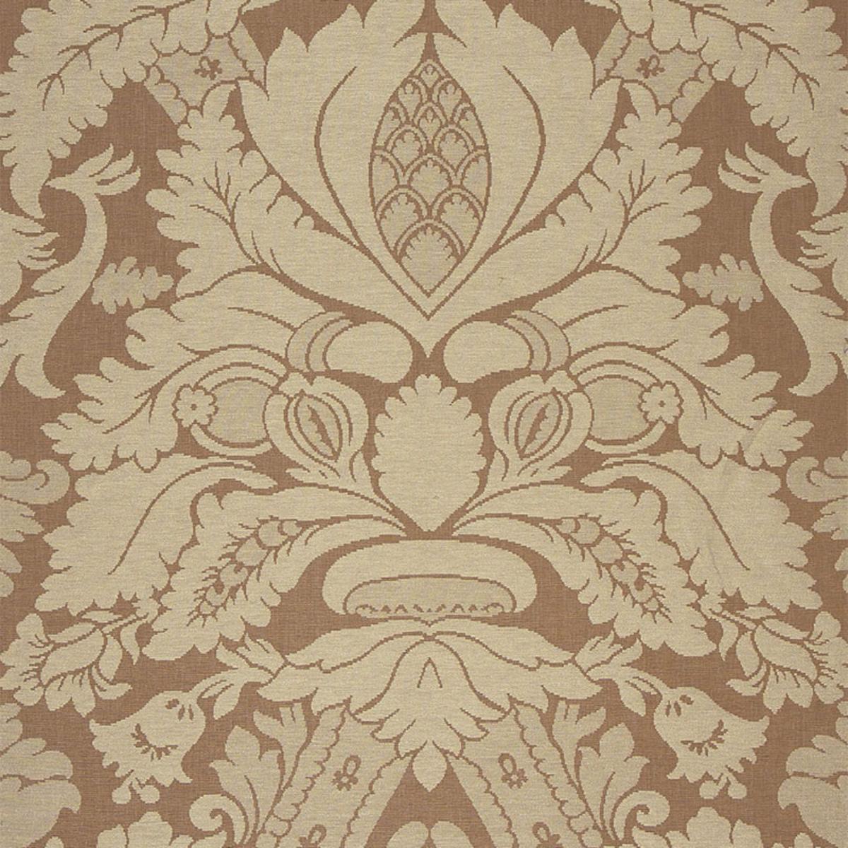 SCHUMACHER FITZROY LINEN DAMASK CAMEL FABRIC | Atlanta Fabrics