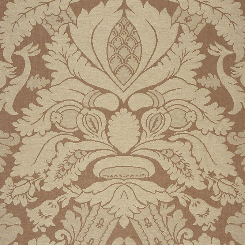 SCHUMACHER FITZROY LINEN DAMASK CAMEL FABRIC | Atlanta Fabrics