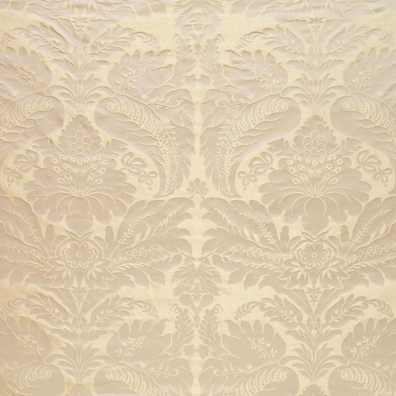 SCHUMACHER BENNET SILK DAMASK PLATINUM FABRIC | Atlanta Fabrics