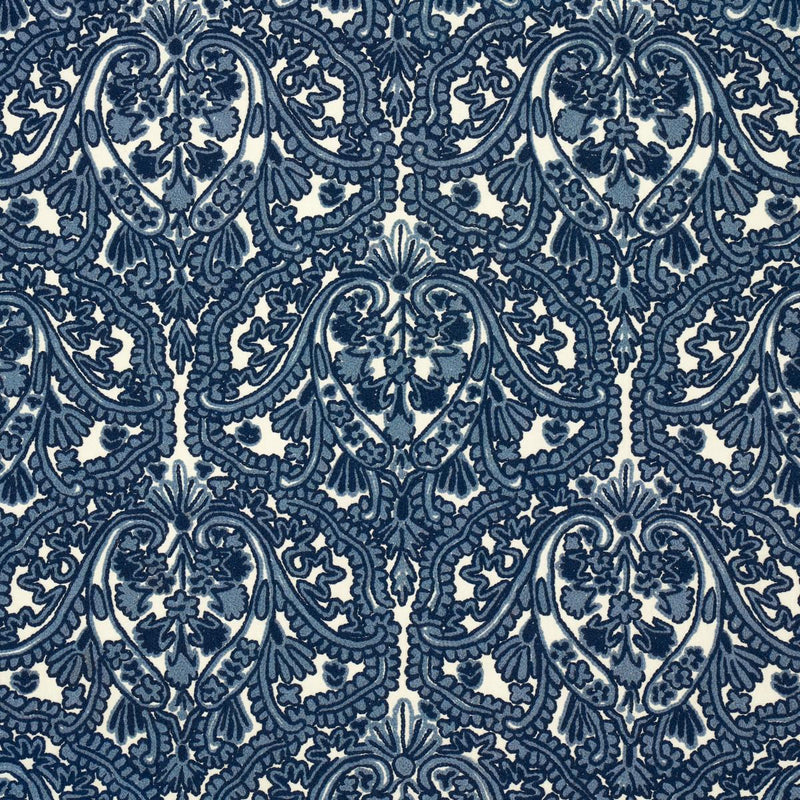 SCHUMACHER Claremont Crewel Embroidery DELFT FABRIC | Atlanta Fabrics