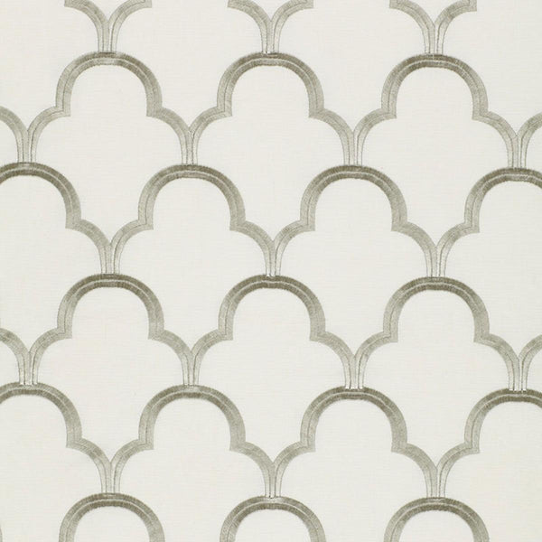 SCHUMACHER Scallop Embroidery PLATINUM FABRIC | Atlanta Fabrics