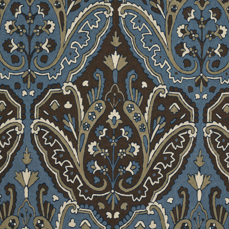 Schumacher Maharajah Crewel Embroidery INDIGO Fabric | Atlanta Fabrics