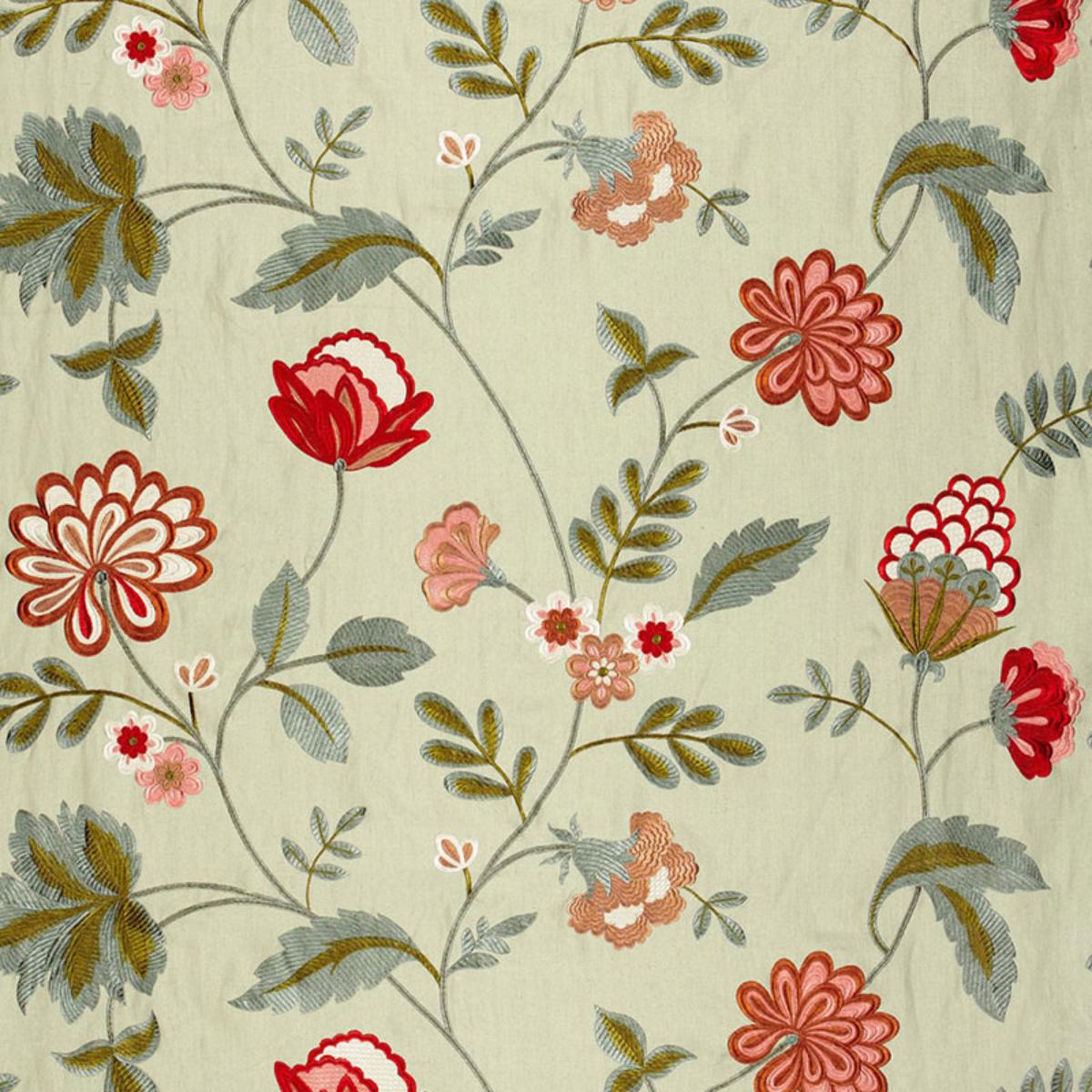 Schumacher Palampore EmbroideryåÊ CELADON Fabric | Atlanta Fabrics
