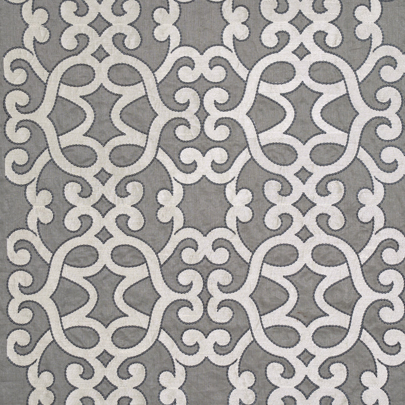 Schumacher AMBOISE LINEN EMBROIDERY ZINC Fabric | Atlanta Fabrics