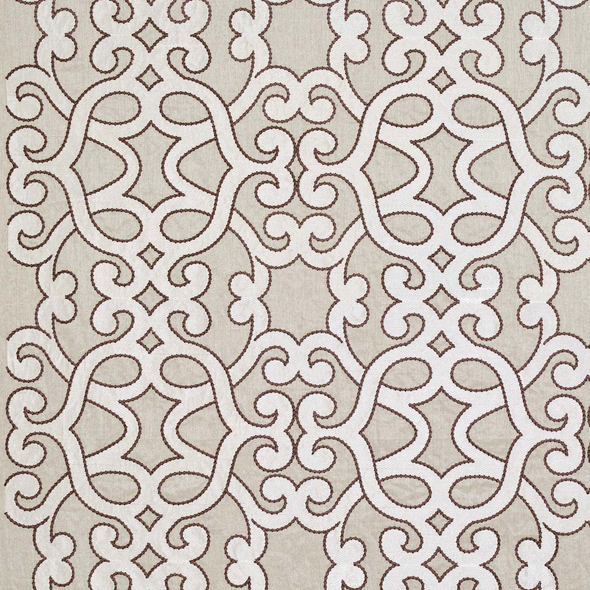 Schumacher AMBOISE LINEN EMBROIDERY GREIGE Fabric | Atlanta Fabrics