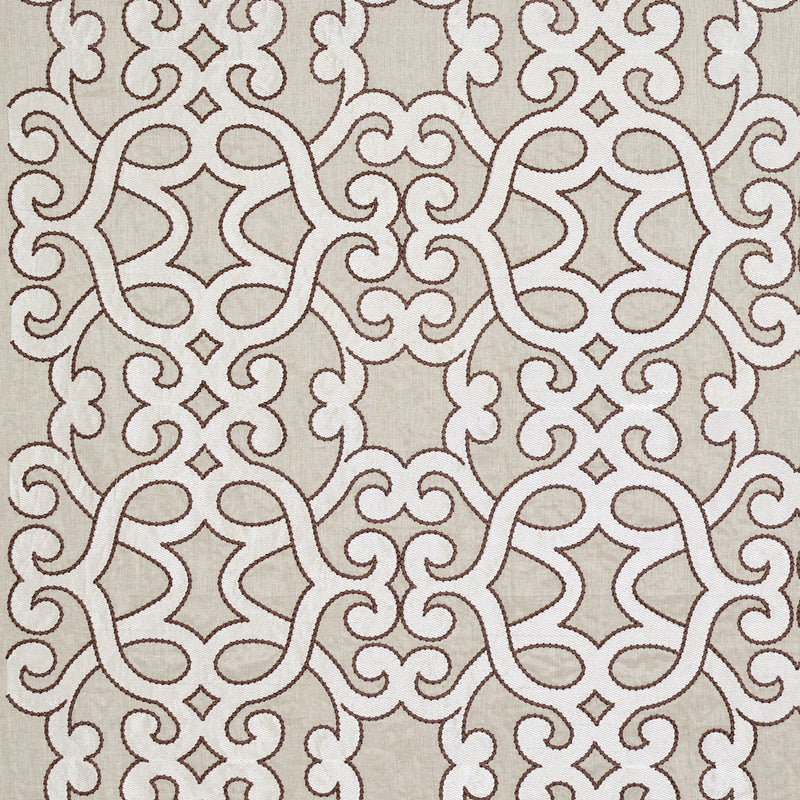 Schumacher AMBOISE LINEN EMBROIDERY GREIGE Fabric | Atlanta Fabrics