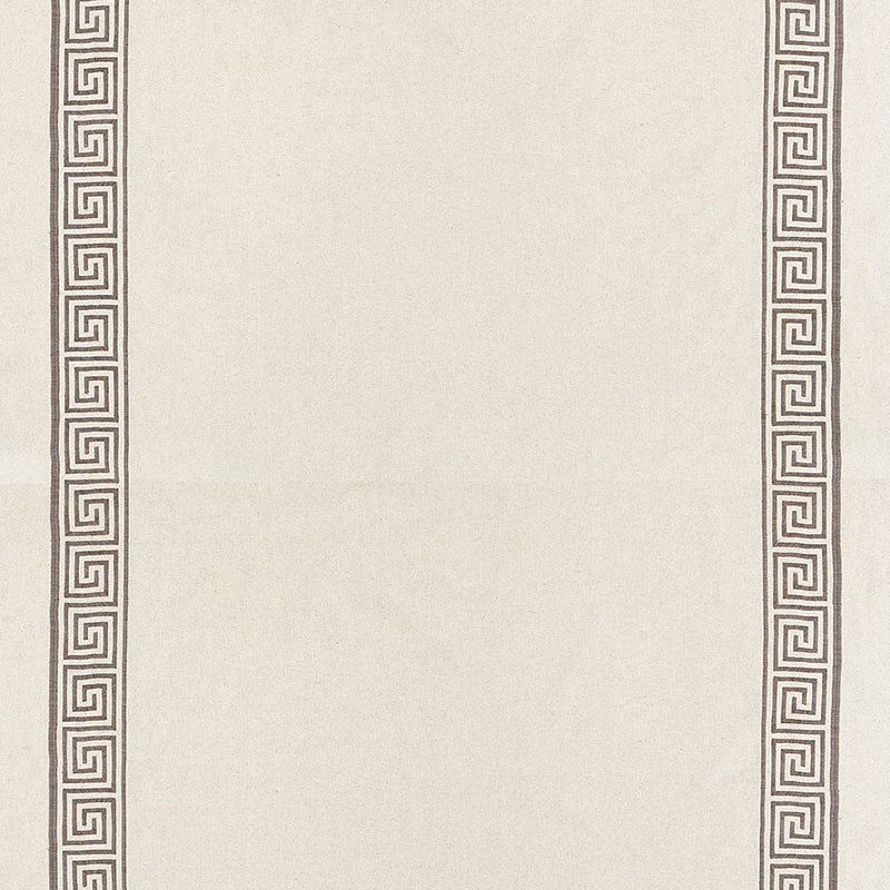 Schumacher Greek Key Embroidery II TRUFFLE Fabric | Atlanta Fabrics