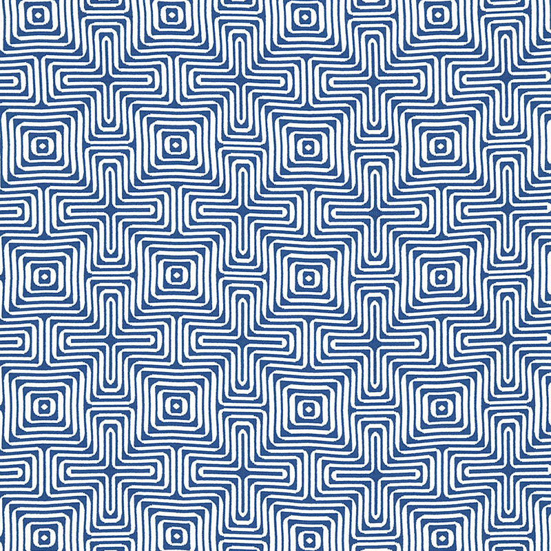 Schumacher AMAZING MAZE INDOOR/OUTDOOR OCEAN Fabric | Atlanta Fabrics