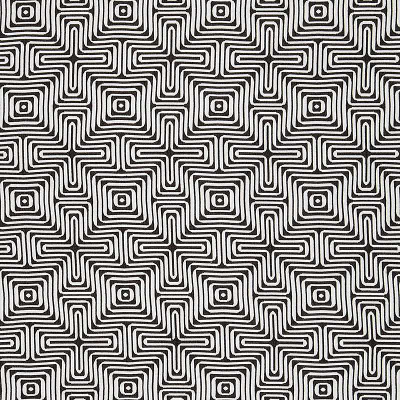 Schumacher AMAZING MAZE INDOOR/OUTDOOR KOHL Fabric | Atlanta Fabrics