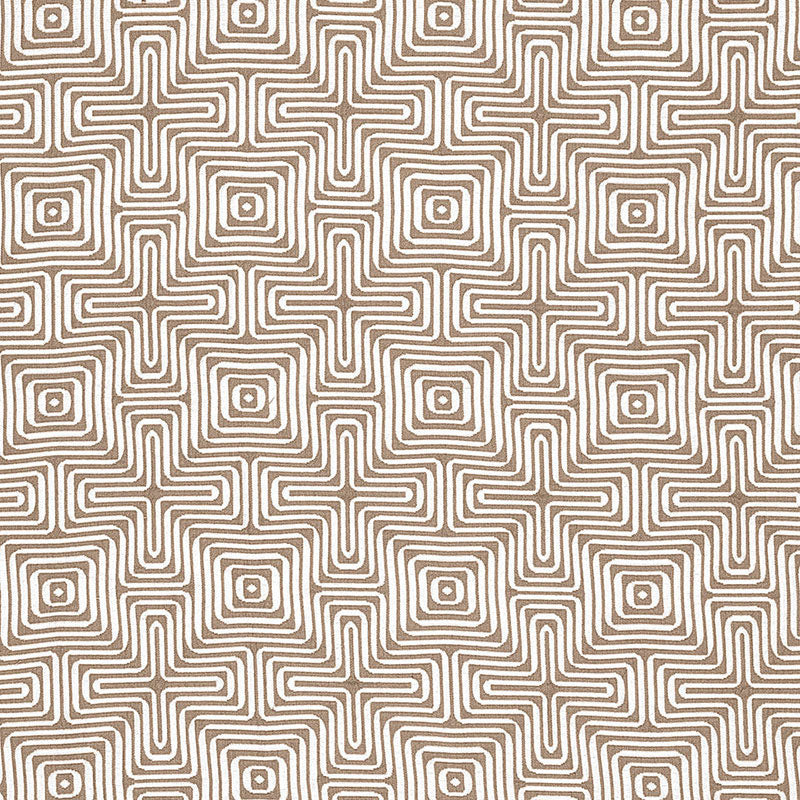 Schumacher AMAZING MAZE INDOOR/OUTDOOR SAND Fabric | Atlanta Fabrics