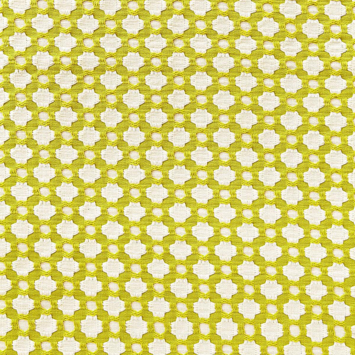 Schumacher Betwixt Chartreuse / Ivory Fabric | Atlanta Fabrics