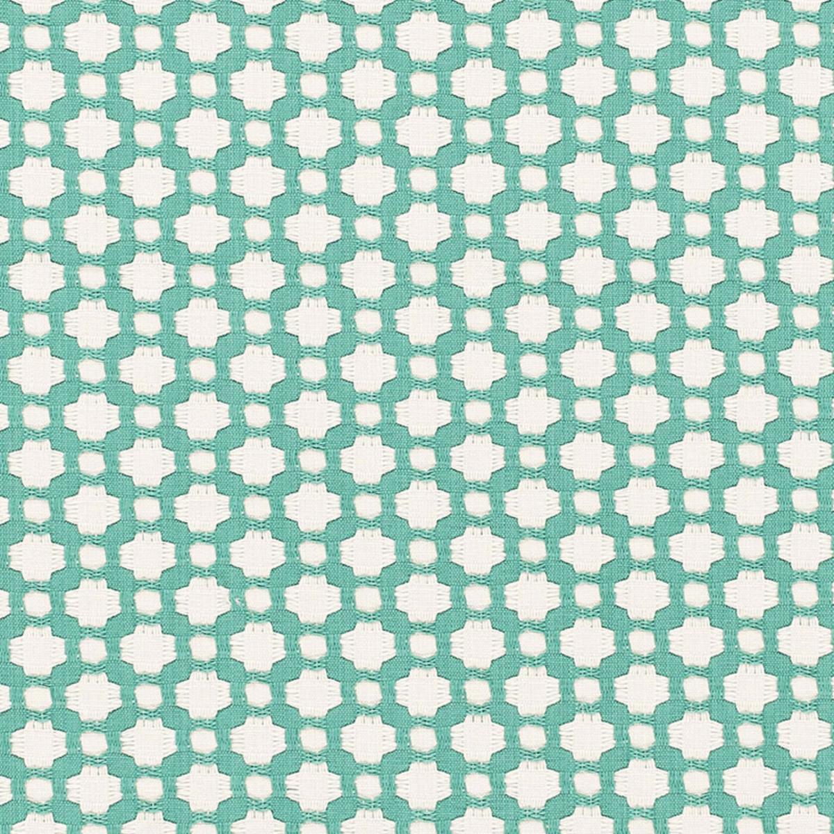 Schumacher BETWIXT POOL/NATURAL Fabric | Atlanta Fabrics