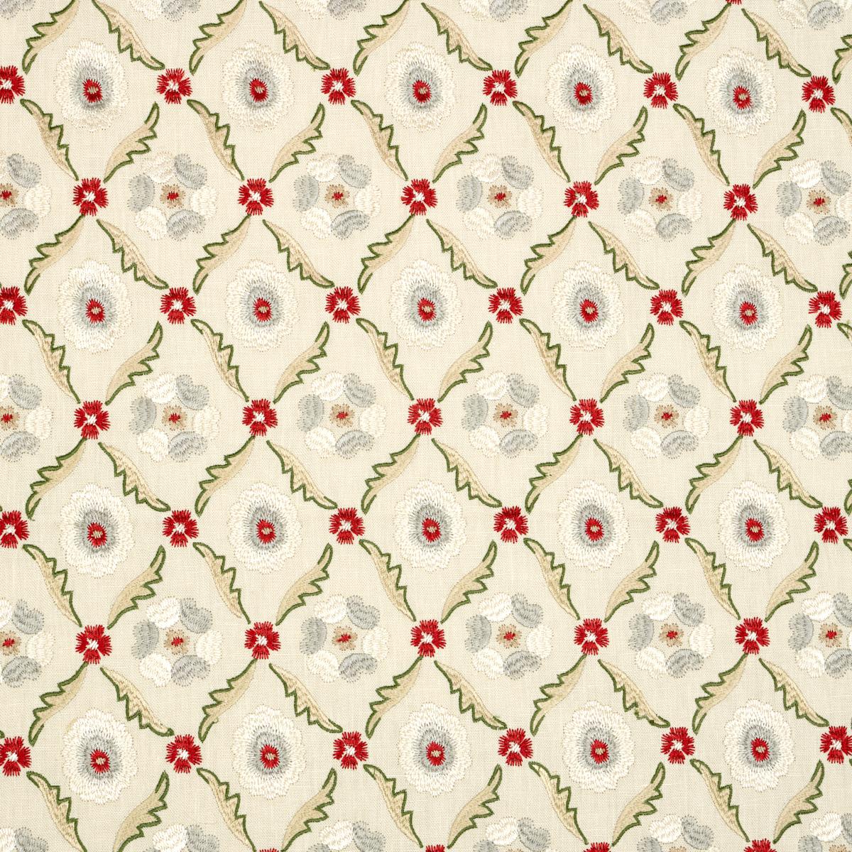 SCHUMACHER Claremont Embroidery CRIMSON FABRIC | Atlanta Fabrics