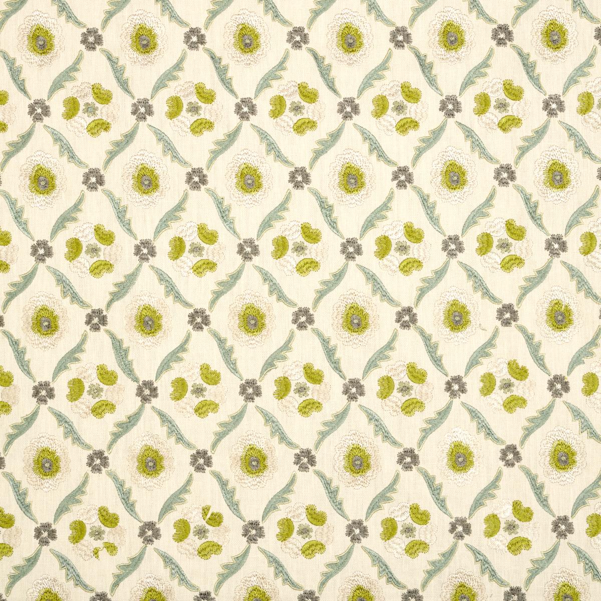 SCHUMACHER Claremont Embroidery CHARTREUSE FABRIC | Atlanta Fabrics