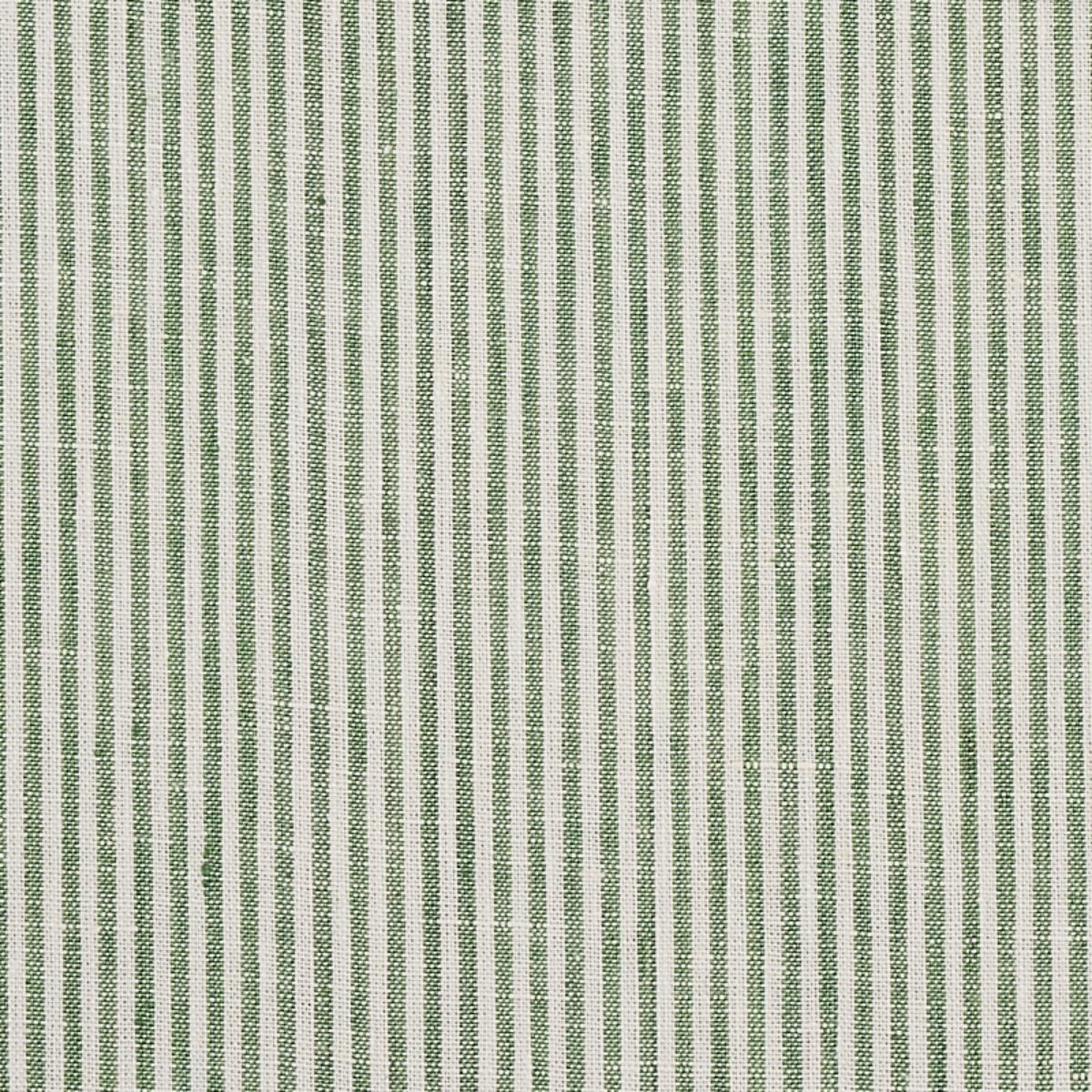Schumacher WESLEY LINEN TICKING STRIPE GREEN Fabric | Atlanta Fabrics