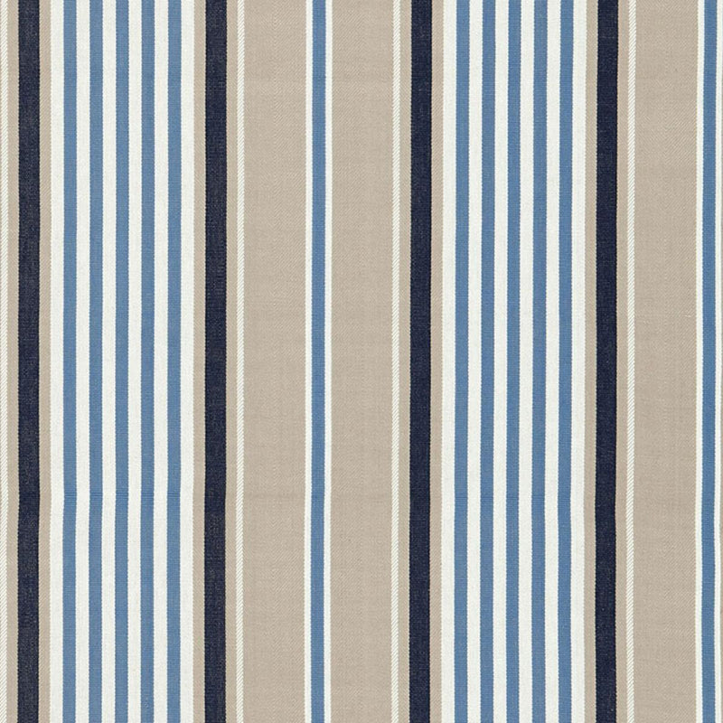 SCHUMACHER MINZER COTTON STRIPE INDIGO FABRIC | Atlanta Fabrics