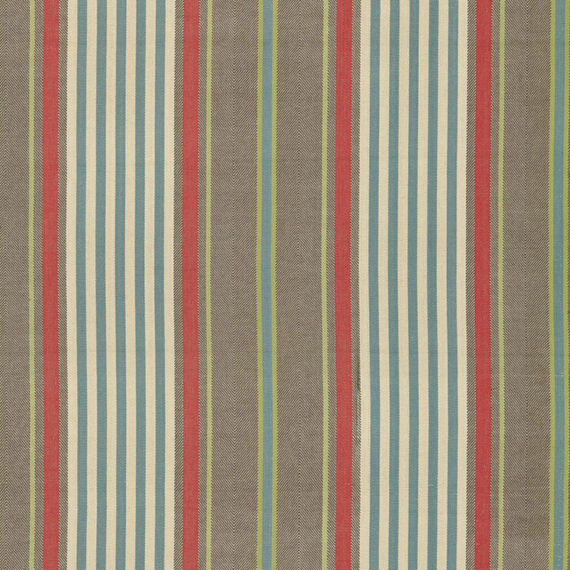 SCHUMACHER MINZER COTTON STRIPE RED EARTH FABRIC | Atlanta Fabrics