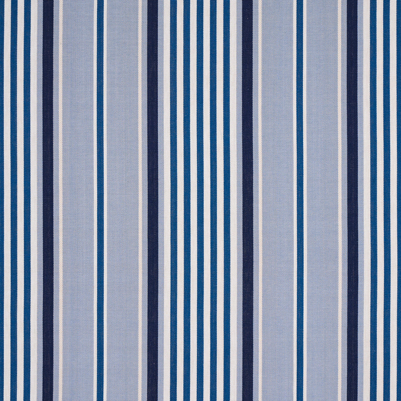 Schumacher MINZER COTTON STRIPE BLUE Fabric | Atlanta Fabrics