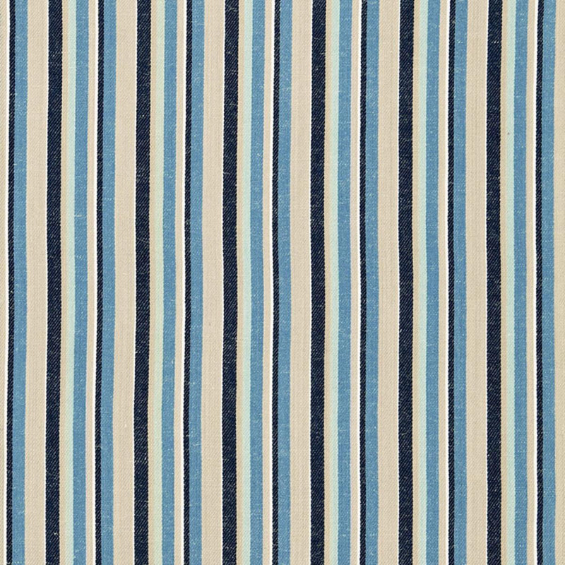 SCHUMACHER KIAWAH STRIPE INDIGO FABRIC | Atlanta Fabrics